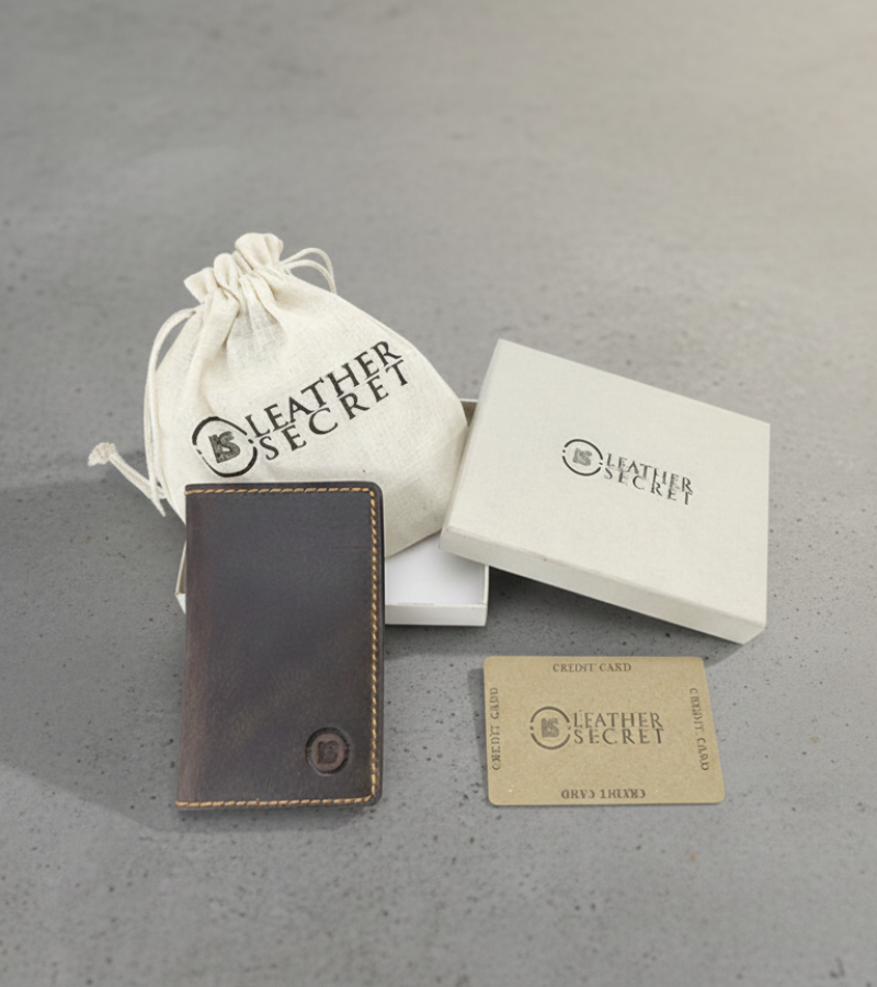 VINTAGE BROWN VERTICAL BIFOLD WALLET