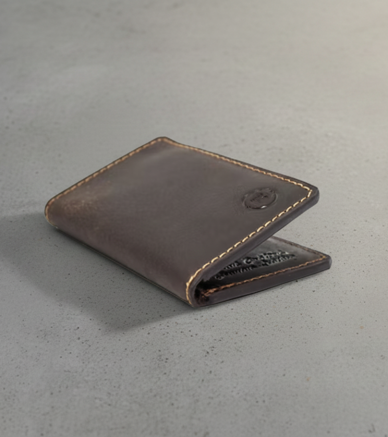 VINTAGE BROWN VERTICAL BIFOLD WALLET
